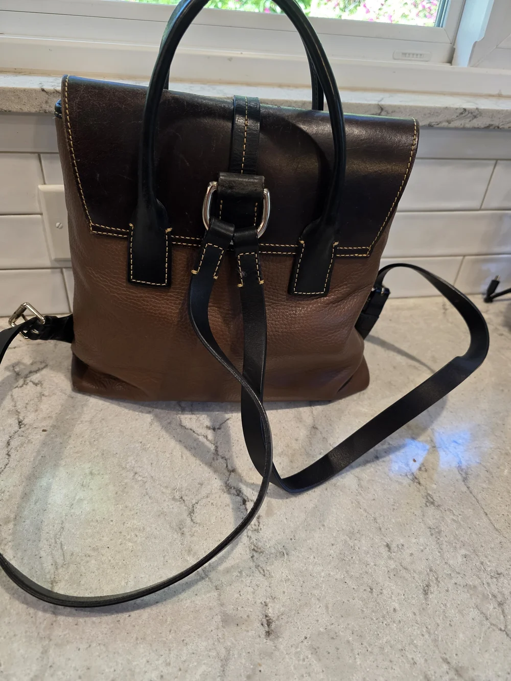 Dooney & Bourke Brown and Dark Brown Leather Backpack